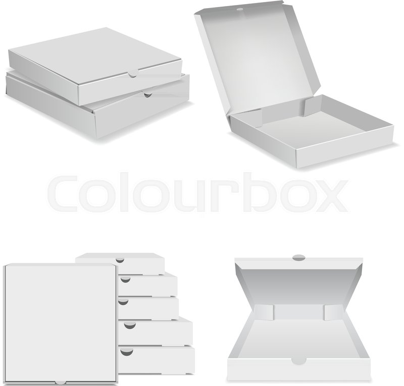 800x765 White Pizza Box Icons Set Realistic Stock Vector Colourbox