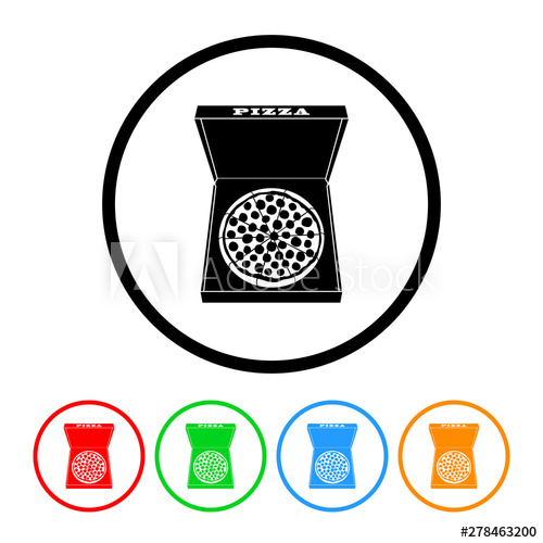 500x500 Pizza Box Icon With Color Variations Vector Illustration