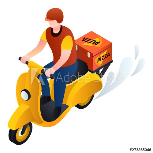 500x500 Bike Pizza Delivery Icon Isometric Of Bike Pizza Delivery Vector