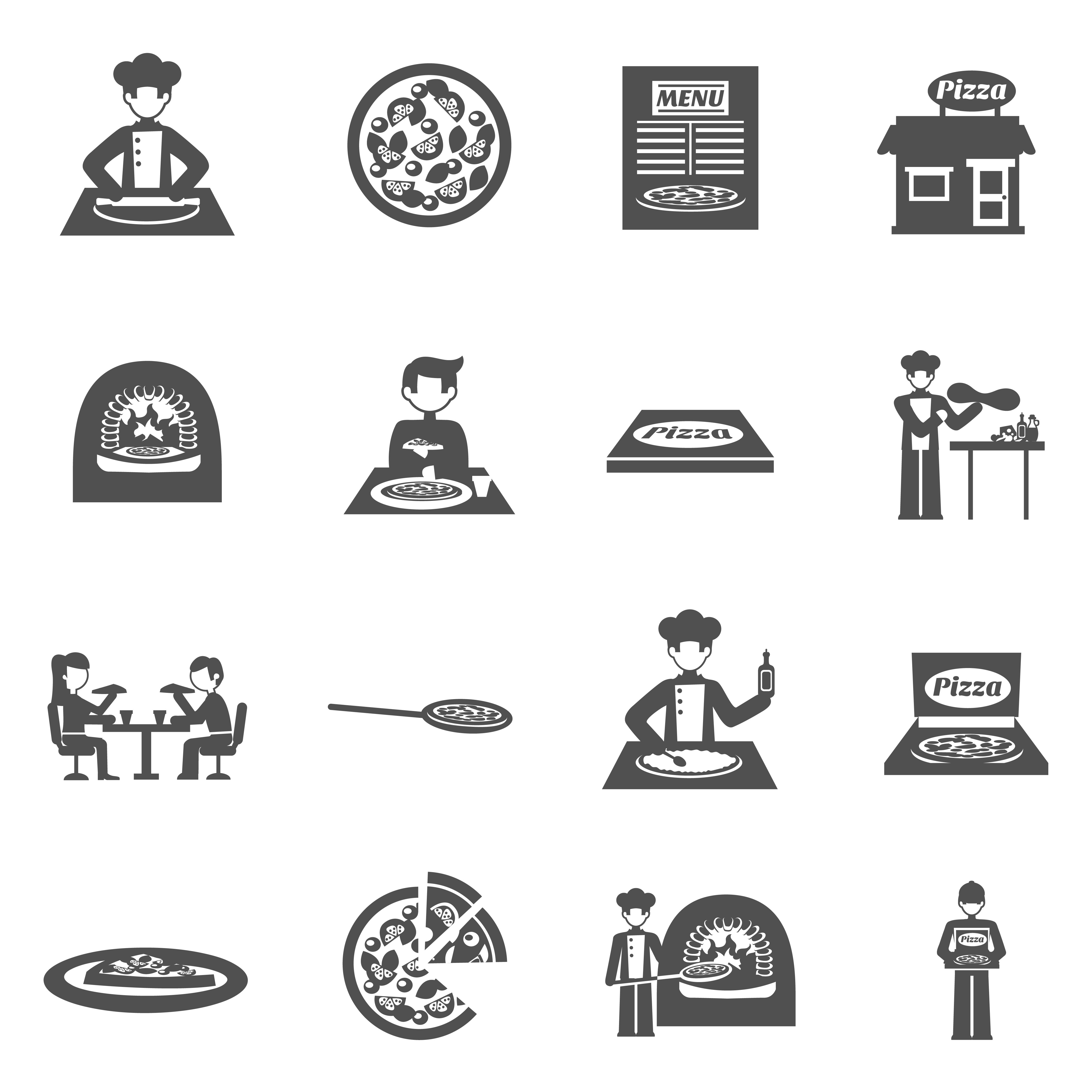 4500x4500 Pizzeria And Pizza Delivery Icons Set