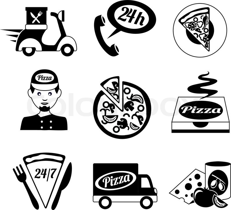 800x726 Fast Food Pizza Delivery Ingredients Stock Vector Colourbox