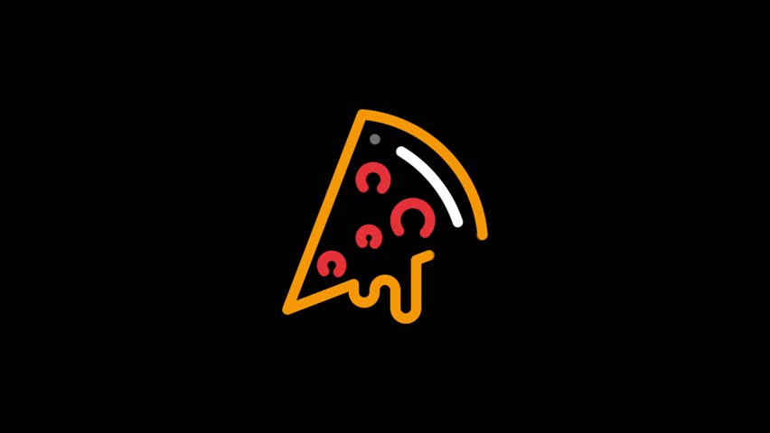 852x480 Pizza Icon Animation With Black Stock Footage Video