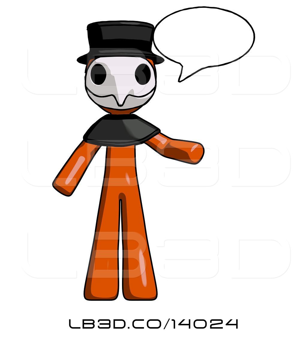 1024x1124 Illustration Of Cartoon Orange Plague Doctor Guy With Word Bubble