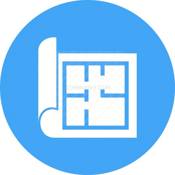 600x600 Architecture Plan Flat Round Icon