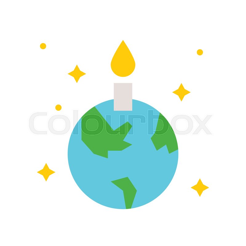 800x800 Globe Or Planet Earth Icon With Candle Stock Vector Colourbox
