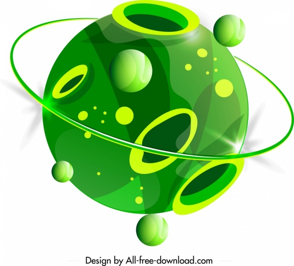 600x543 Planet Icon Green Holes Decor Circle Design Free Vector
