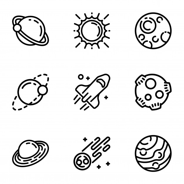 626x626 Space Planet Icon Set Outline Set Of Space Planet Icons Vector