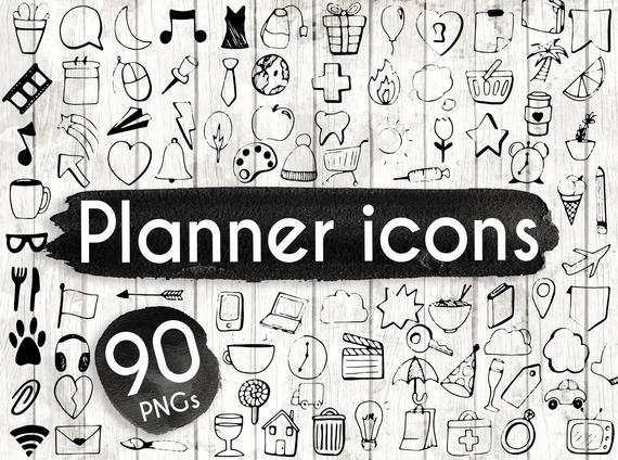 570x424 Planner Icon Clipart Hand Drawn Planner Printables Etsy