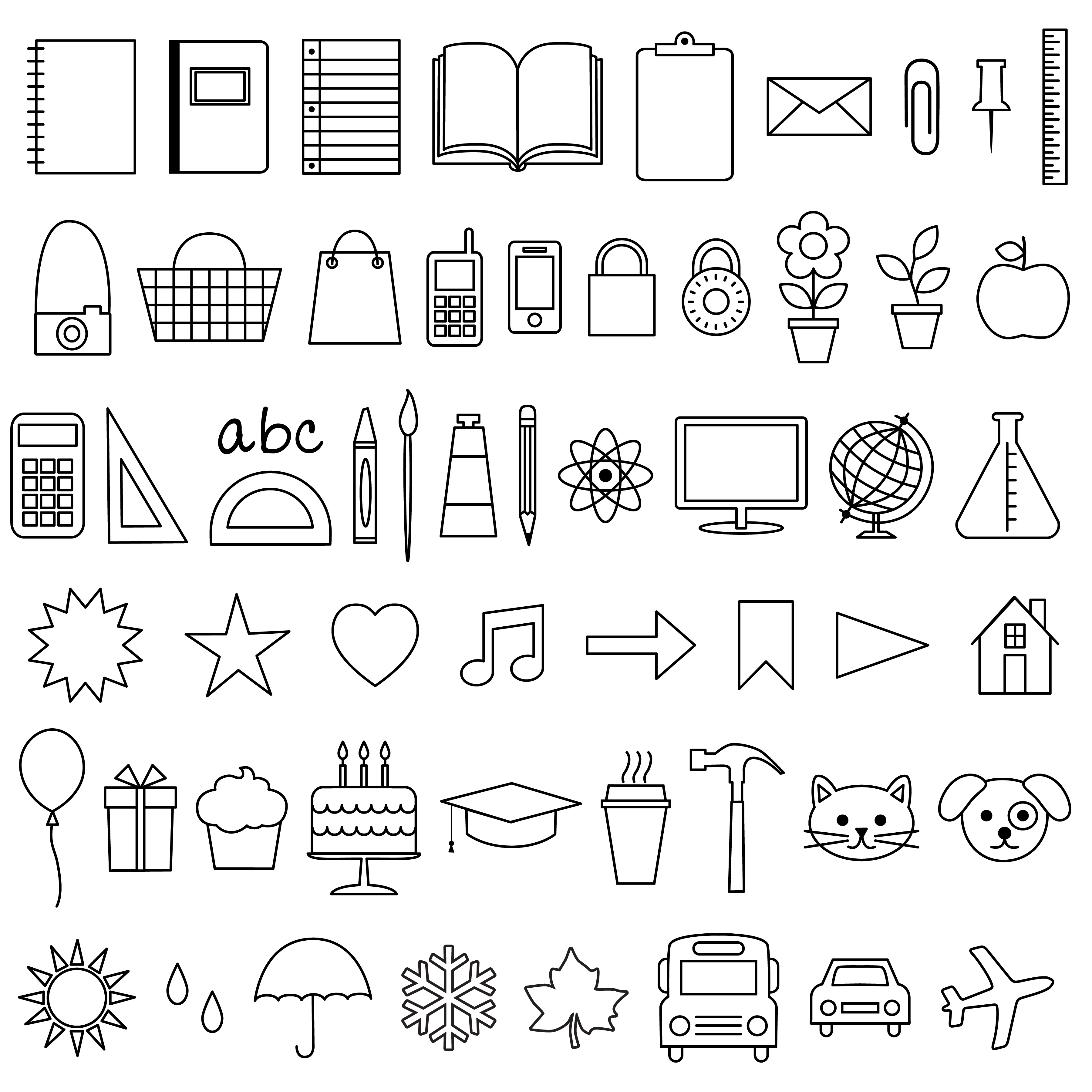 3600x3600 Planner Icons Free Vector Art