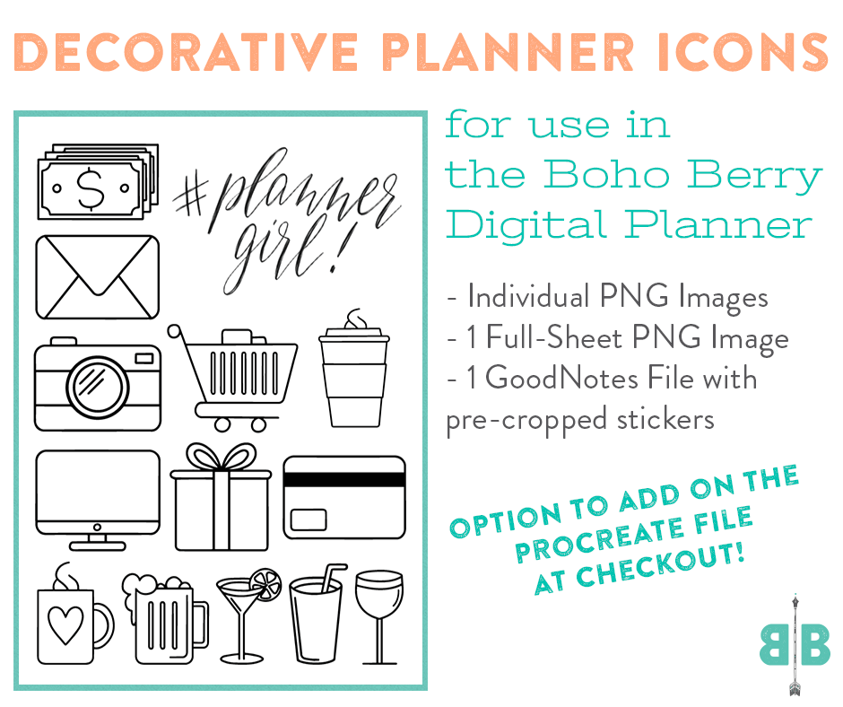 940x788 Decorative Planner Icon Stickers Boho Berry Boho Berry