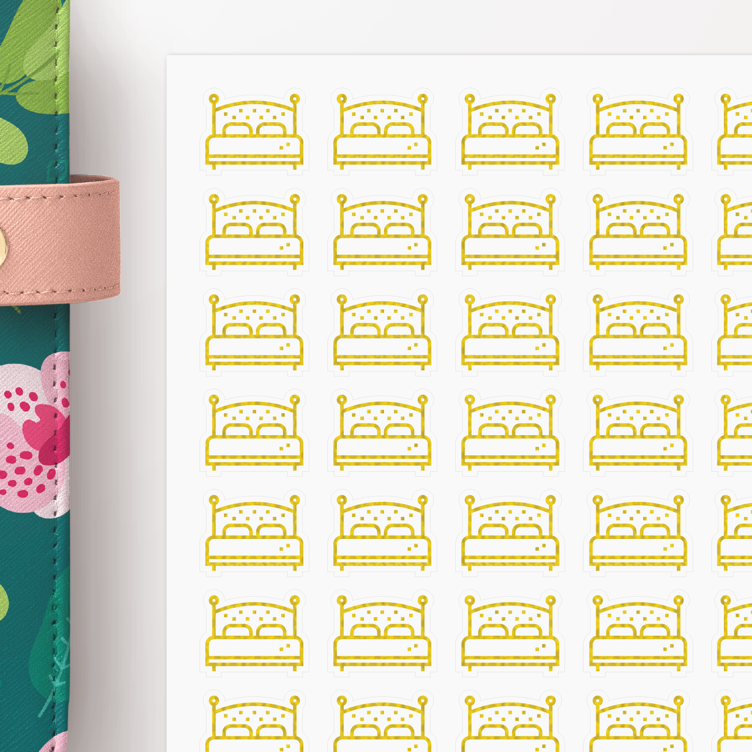 1500x1500 Foil Bed Icon Planner Stickers Cozy Paper Co