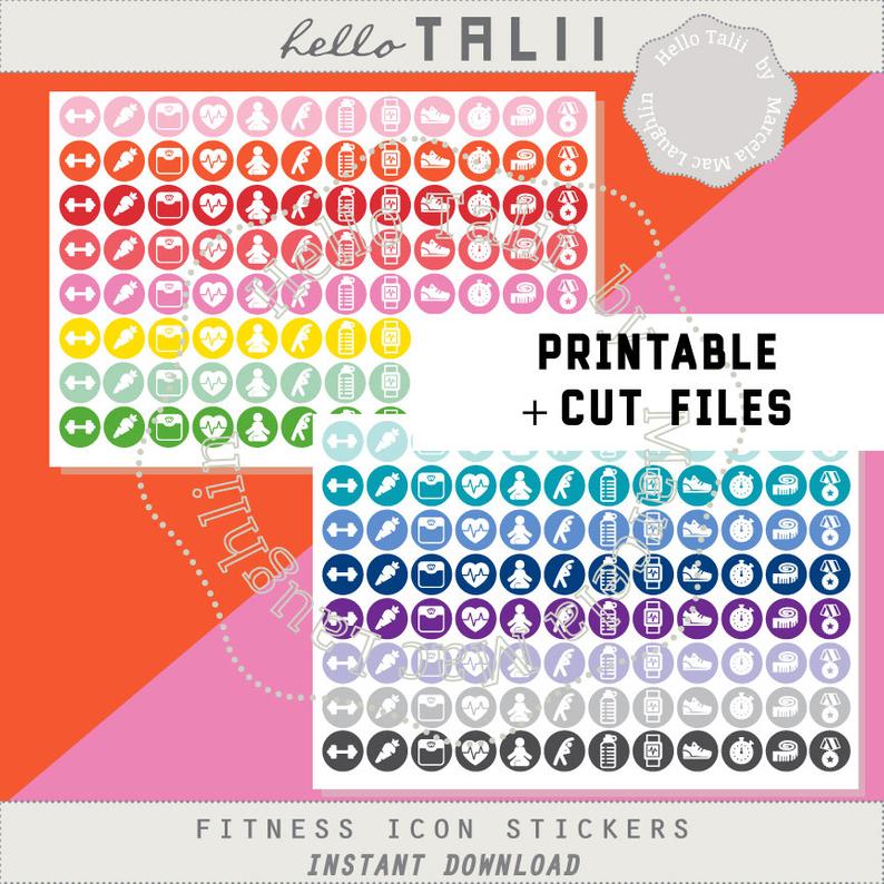 794x794 Fitness Planner Stickers Wealth Icons Stickers Printable Pdf Etsy