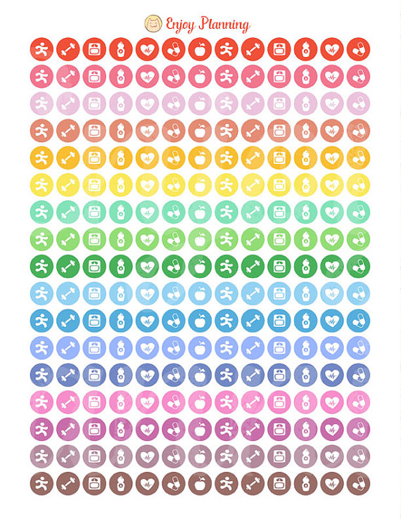 570x738 Fitness Icon Planner Stickers Fitness Planner Sticker Sport Icons