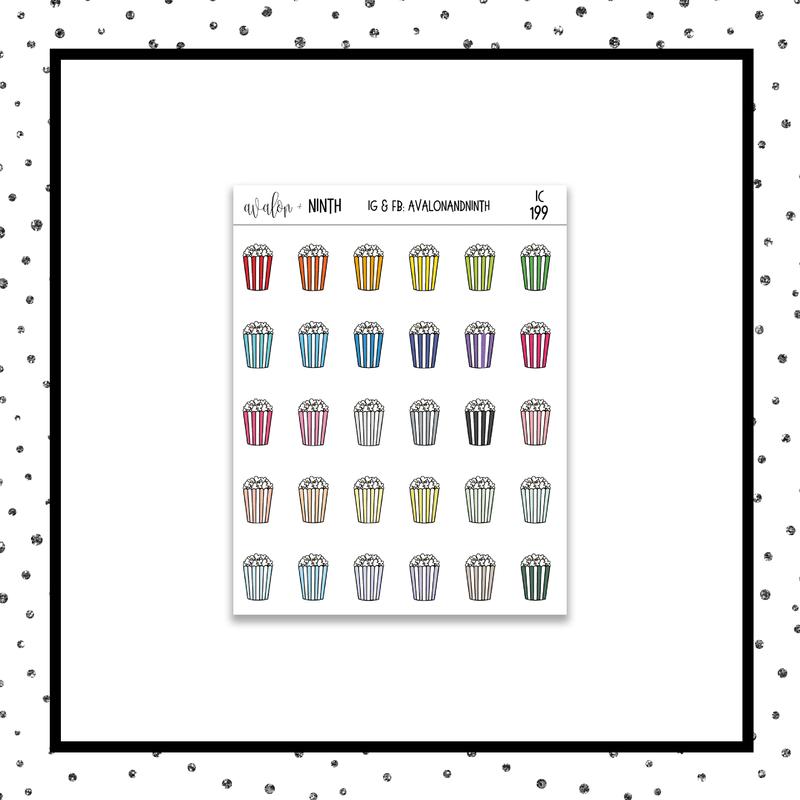 800x800 Popcorn Icon Stickers Planner Stickers Icon Stickers