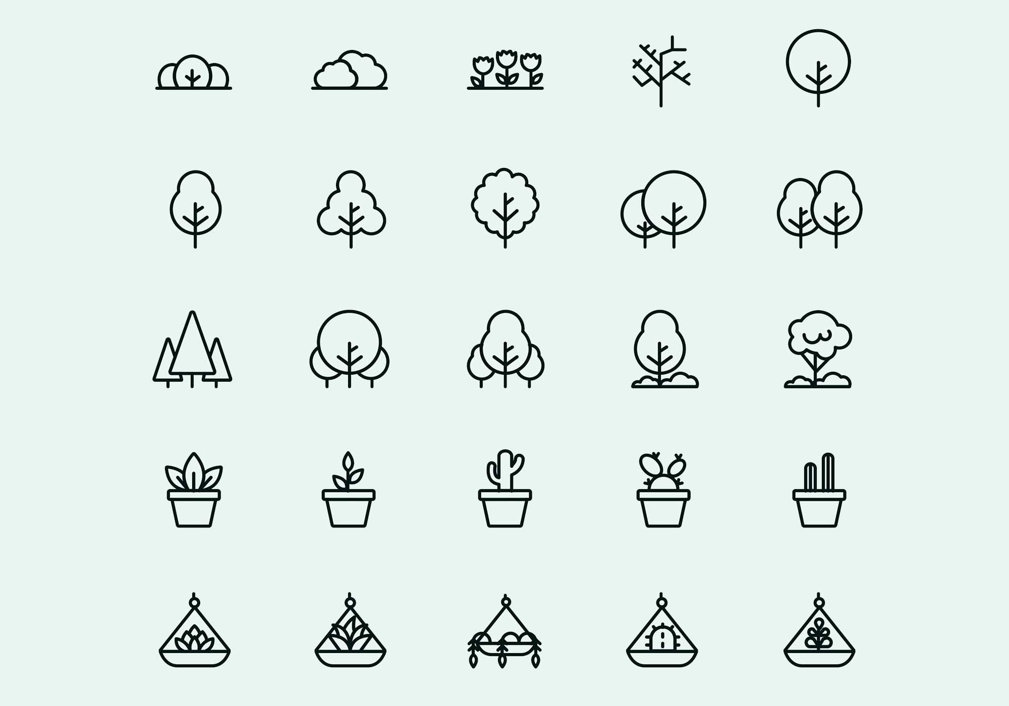 2000x1400 Free Vector Plant Icons