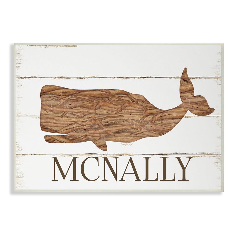 800x800 Stupell Industries Personalized Driftwood Whale Icon Wall Plaque