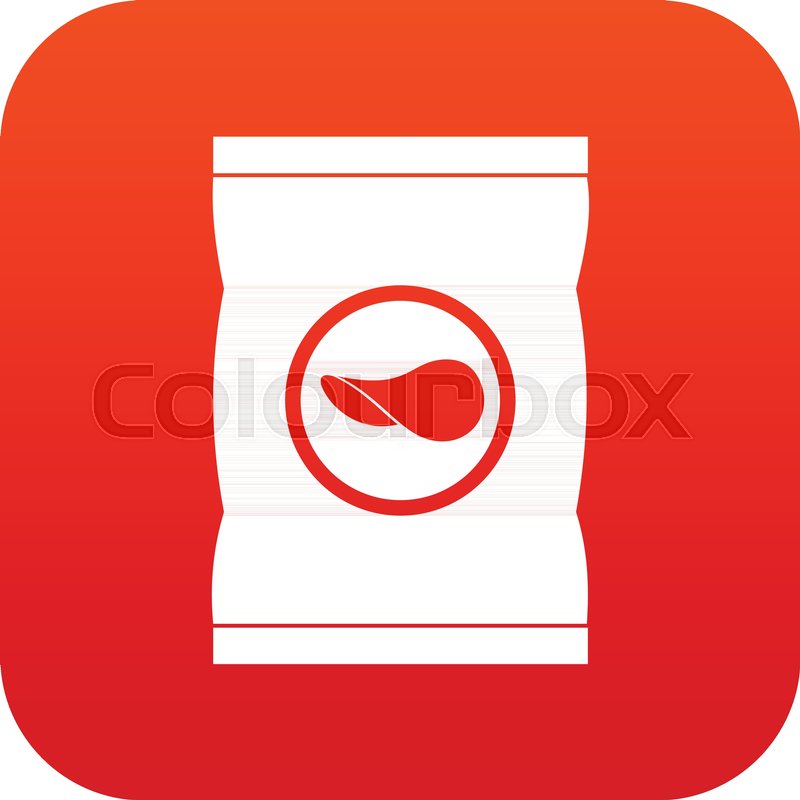 800x800 Chips Plastic Bag Icon Digital Red For Stock Vector Colourbox