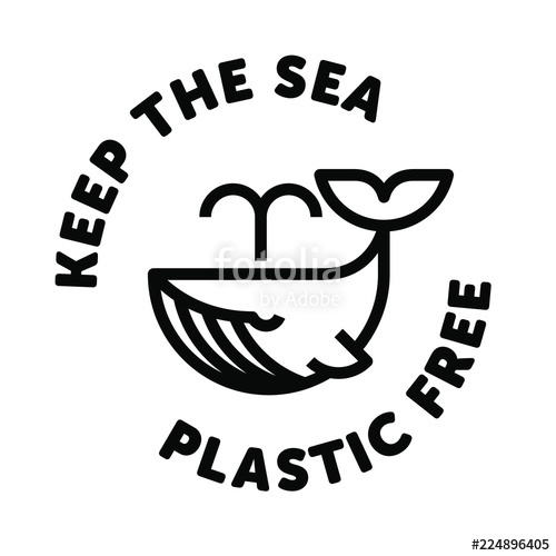 500x500 Keep The Sea Plastic Free Whale Icon Seal Badge Stamp Stock Image