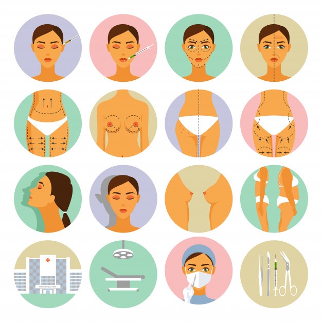 Plastic Surgery Flat Icons Set Vector Free Download 626x626 Plastic Surgery Flat Icons Set Vector Free Download