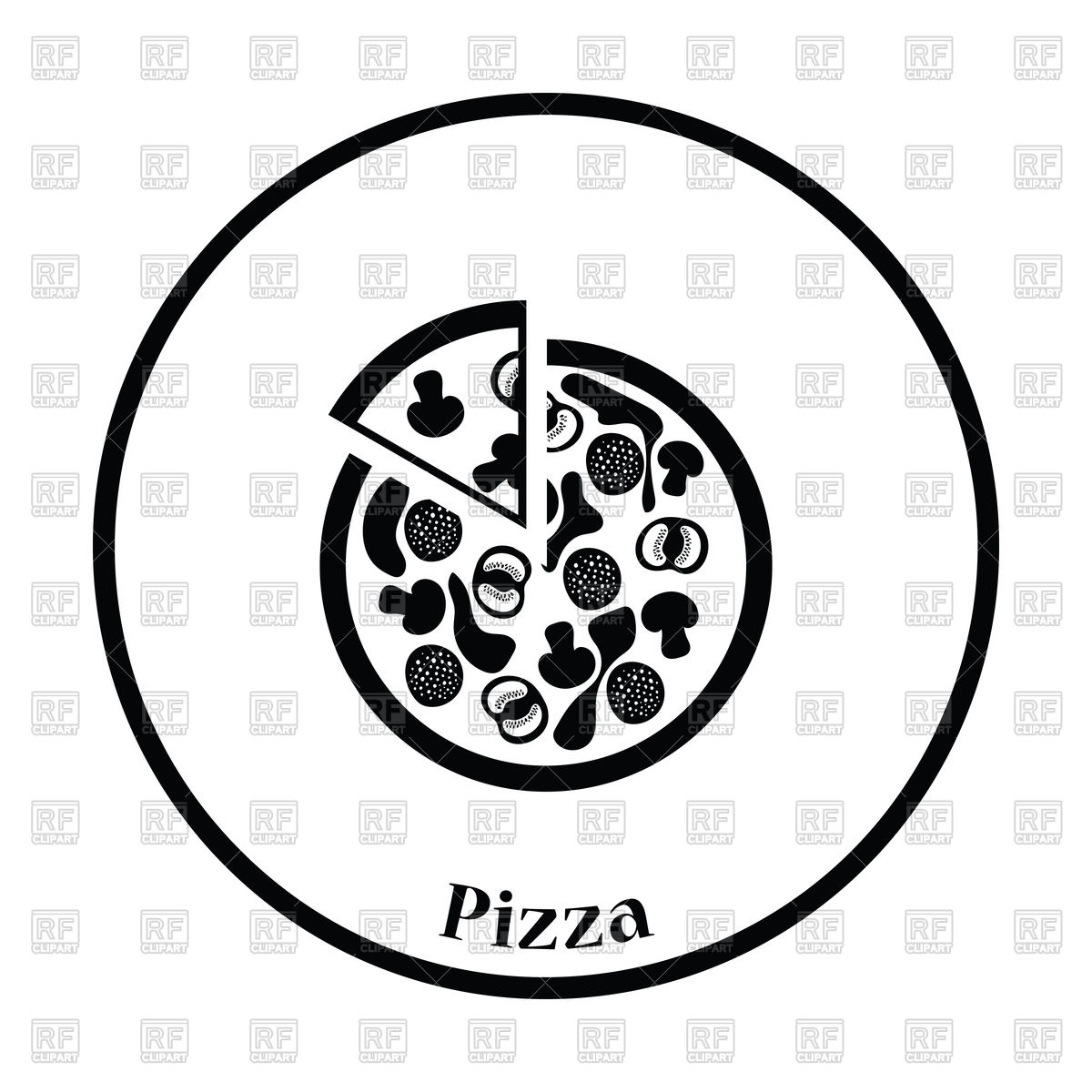 1200x1200 Thin Circle Design Of Pizza On Plate Icon Vector Image Of Food