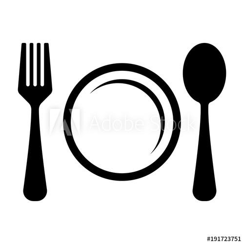 500x500 Spoon, Fork And Plate Icon, Restaurant Icon Vector