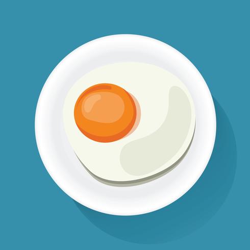 490x490 Fried Egg On Plate Breakfast Food Icon Illustration Vector