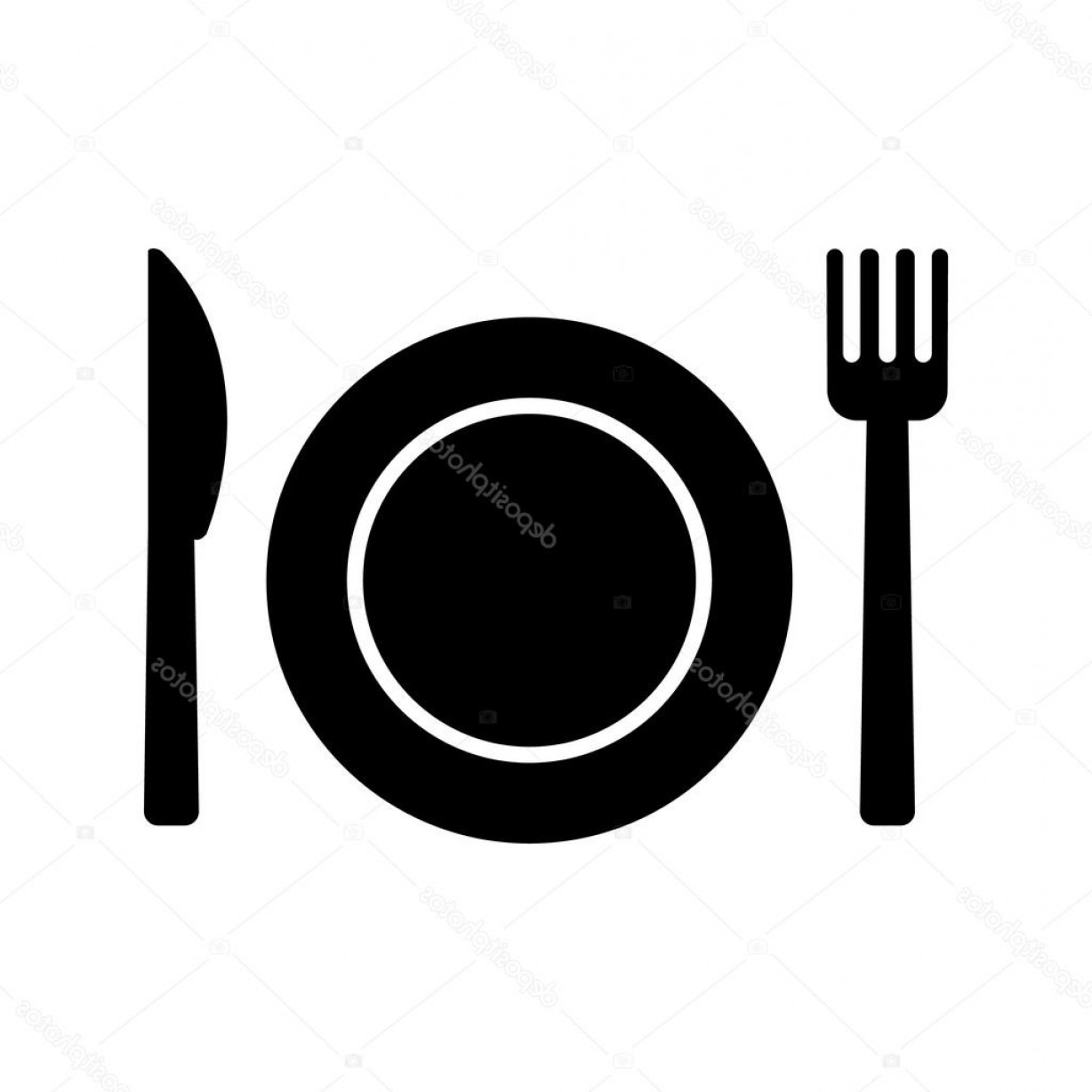 1228x1228 Stock Illustration Plate Knife Fork Icon Food Studiogrfx