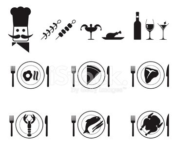 363x299 Dinner Plate Food And Chef Vector Icon Set In Black Premium
