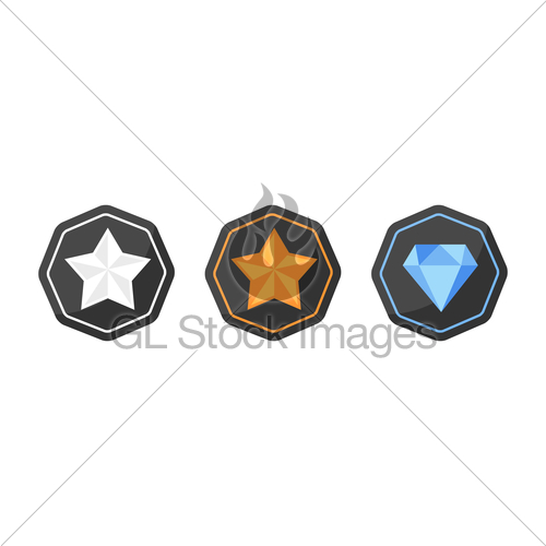 500x500 Awards Icons Silver Or Platinum, Gold, Diamond Gl Stock Images