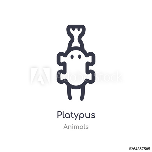 500x500 Platypus Outline Icon Isolated Line Vector Illustration