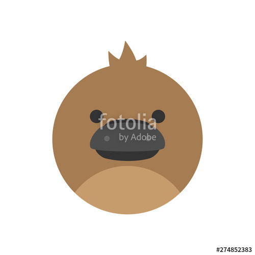 500x500 Cute Platypus Round Graphic Vector Icon Brown Platypus Animal