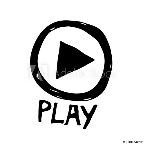 500x500 Doodle Play Icon Hand Draw Illustration Design