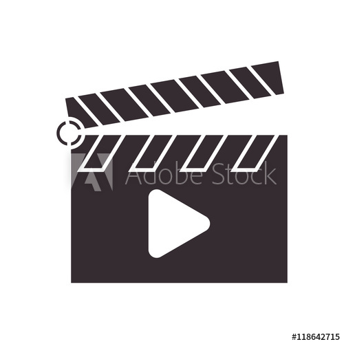 500x500 Play Videocamera Clapboard Movie Icon Flat And Isolated Design