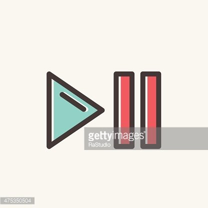 416x416 Play, Pause Button Thin Line Icon Stock Vectors
