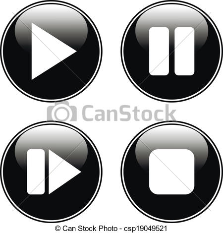 450x470 Play, Pause, Stop, Forward Buttons Set On White Background