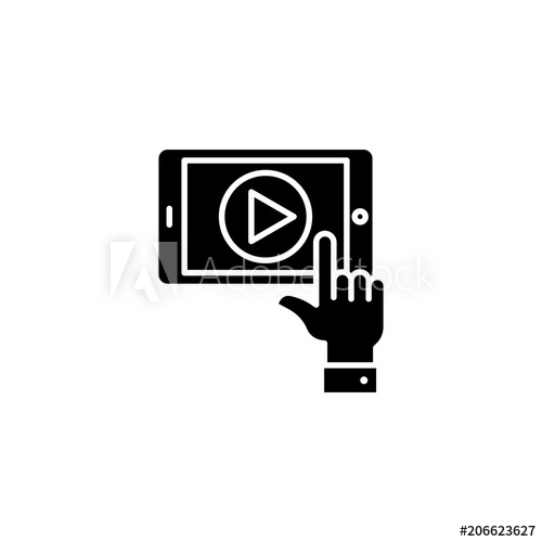 500x500 Video Playback Black Icon Concept Video Playback Flat Vector