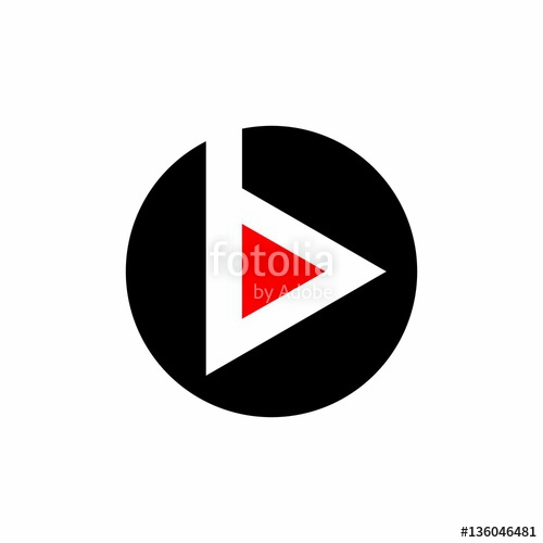 500x500 B Letter With Playback Icon Logo Vector Stock Image And Royalty