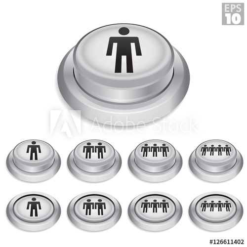 500x500 White Arcade Button With Player One, Two, Three And Four Icon