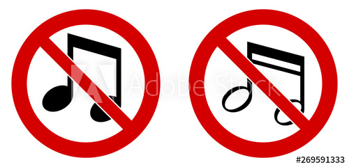 500x240 Keep Your Music Low Quiet Please Sign Musical Note Icon In Red