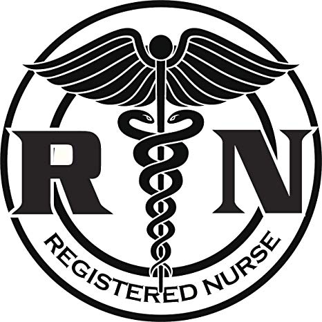 466x466 Simple Black And White Registered Nurse Rn Caduceus