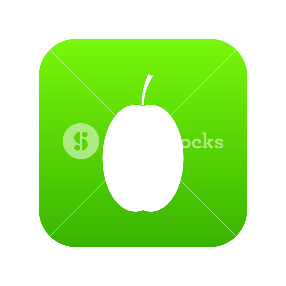 1000x1000 Plum Icon Digital Green For Any Design Isolated On White Vector
