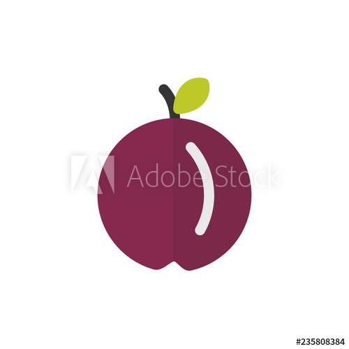500x500 Plum Icon Vector Flat Style Fruit Icon