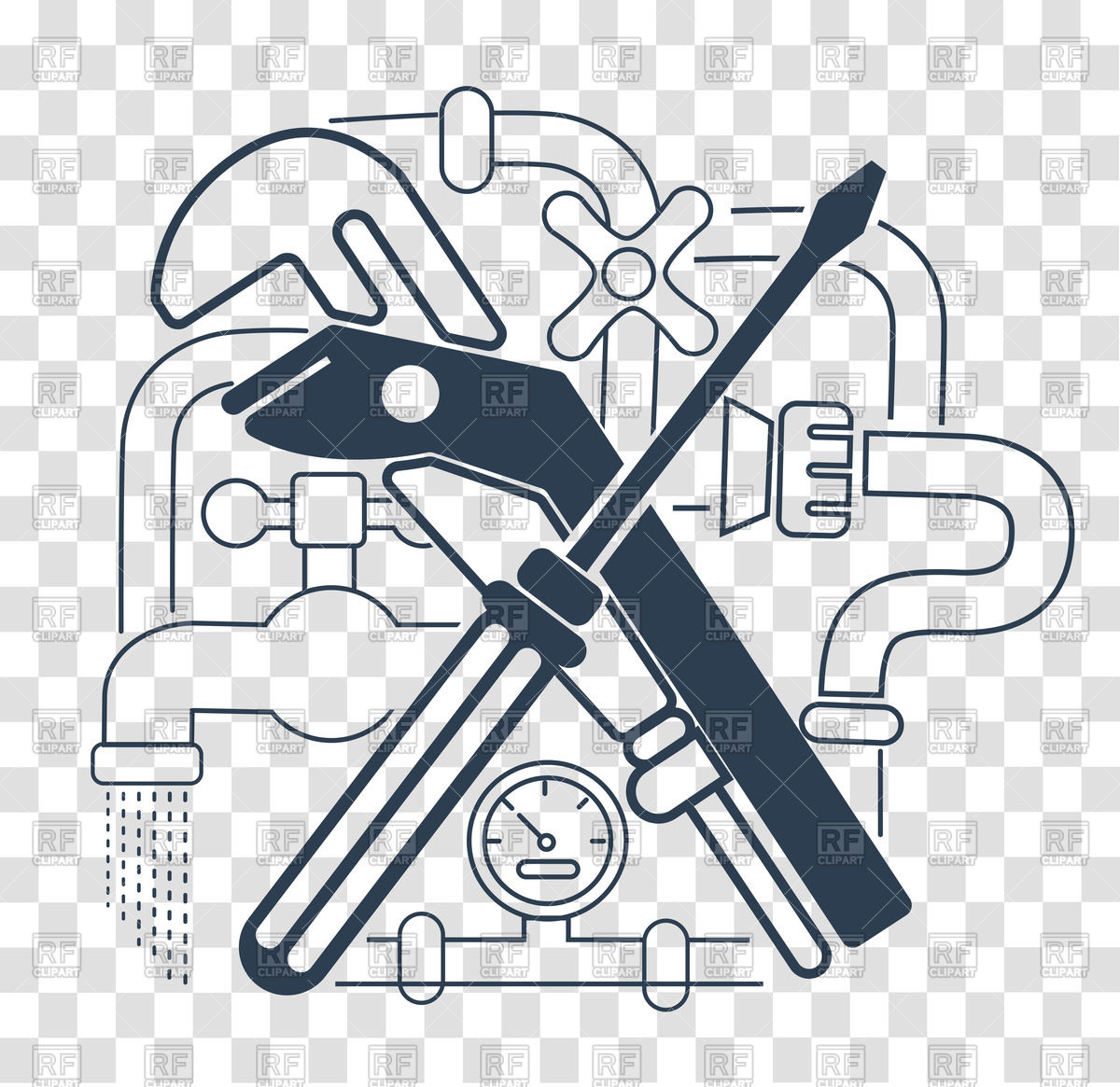 1200x1165 Plumbing Icon In Linear Style Vector Image Of Icons And Emblems