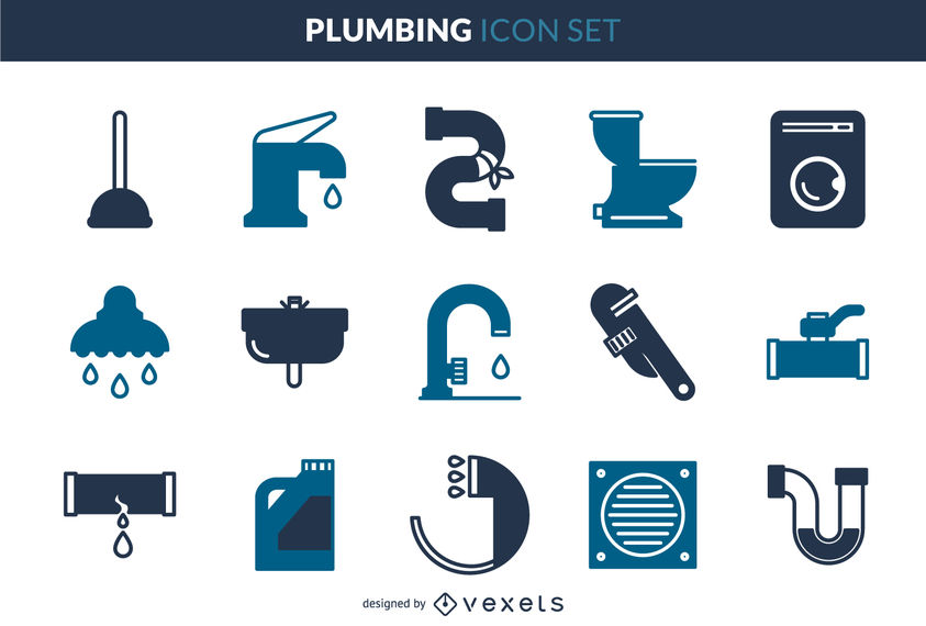 843x570 Plumbing Icons Set
