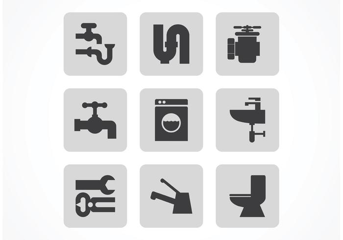 700x490 Vector Black Plumbing Icon Set