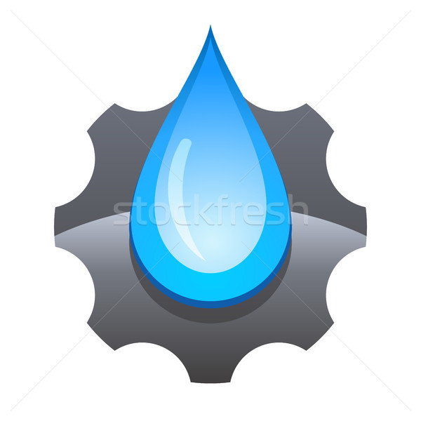 600x600 Plumbing Icon With Gear And Water Drop Vector Illustration