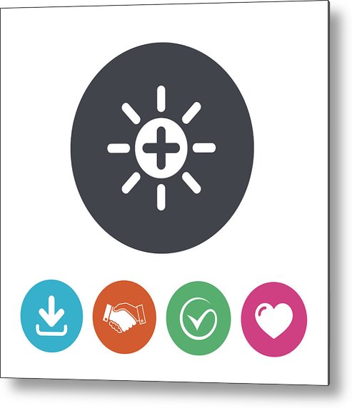 493x572 Sun Plus Sign Icon Heat Symbol Brightness Metal Print