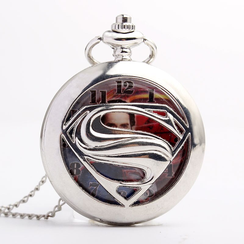 800x800 New Vintage Superman Icon Pendant Pocket Watch Fob Chain