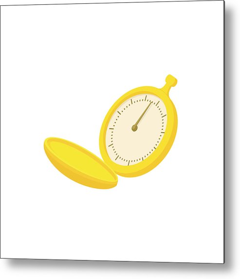 493x572 Golden Pocket Watch Icon, Cartoon Style Metal Print