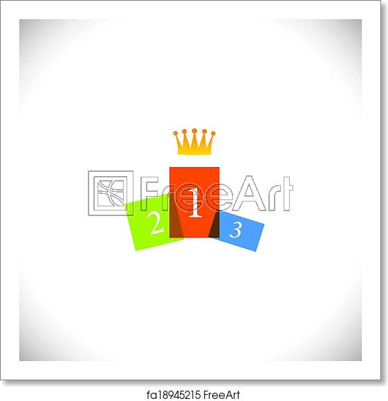 561x581 Free Art Print Of Abstract Colorful Podium Icon With Crown